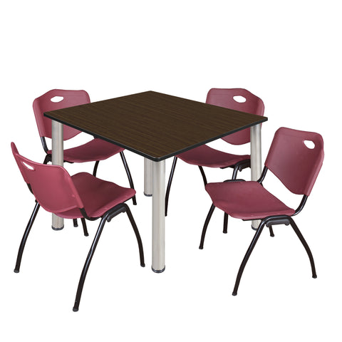 Regency Kee 30 in Square Breakroom Table Top Black Legs 4 M Stack Chairs