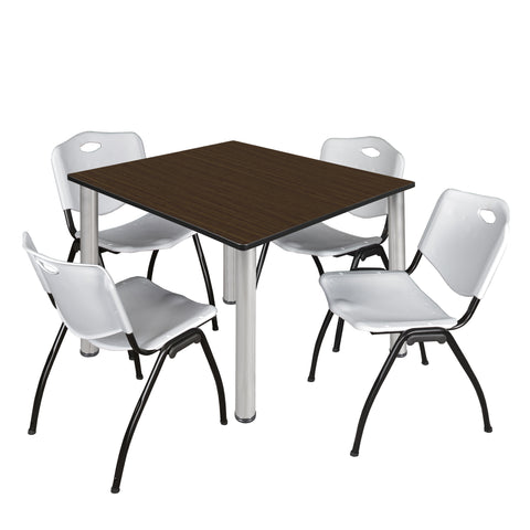 Regency Kee 30 in Square Breakroom Table Top Black Legs 4 M Stack Chairs