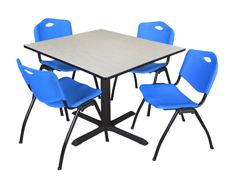 Regency Cain 30 in. Square XBase Breakroom Table & 4 M Stack Chairs