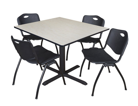 Regency Cain 30 in. Square XBase Breakroom Table & 4 M Stack Chairs