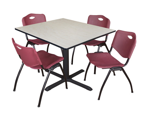 Regency Cain 30 in. Square XBase Breakroom Table & 4 M Stack Chairs