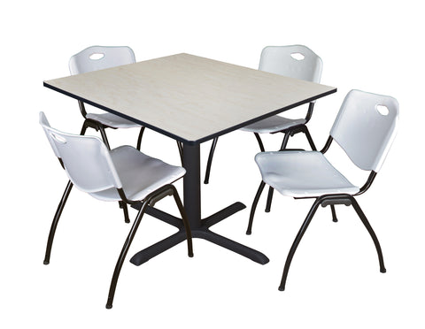 Regency Cain 30 in. Square XBase Breakroom Table & 4 M Stack Chairs