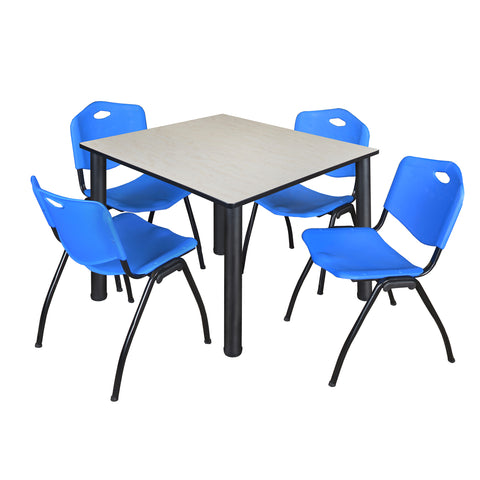 Regency Kee 30 in Square Breakroom Table Top Black Legs 4 M Stack Chairs