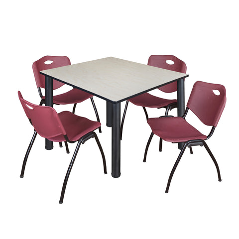 Regency Kee 30 in Square Breakroom Table Top Black Legs 4 M Stack Chairs