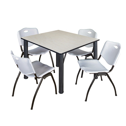 Regency Kee 30 in Square Breakroom Table Top Black Legs 4 M Stack Chairs