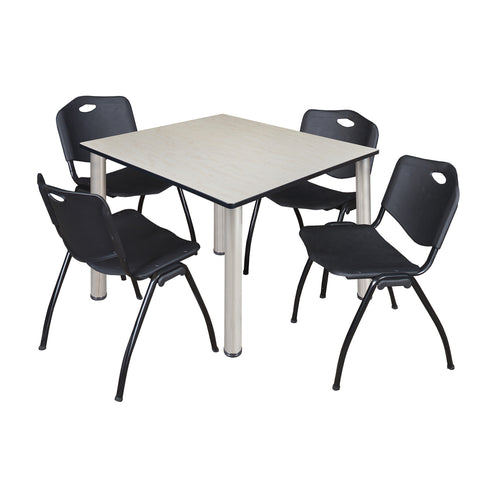 Regency Kee 30 in Square Breakroom Table Top Black Legs 4 M Stack Chairs