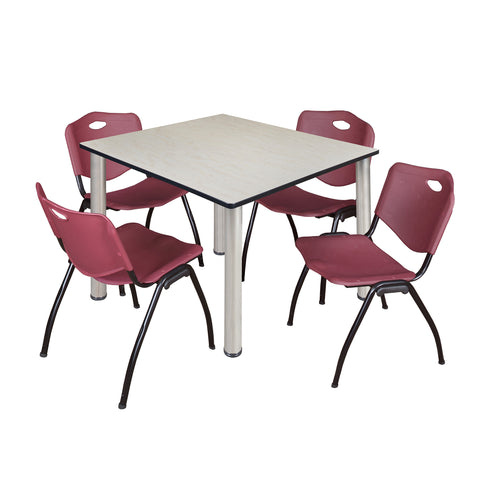 Regency Kee 30 in Square Breakroom Table Top Black Legs 4 M Stack Chairs