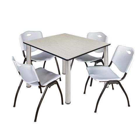 Regency Kee 30 in Square Breakroom Table Top Black Legs 4 M Stack Chairs