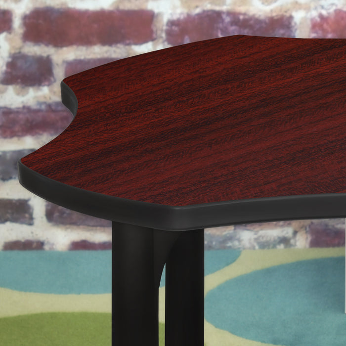 48" Clover Shaped Height Adjustable Classroom Table- Mahogany