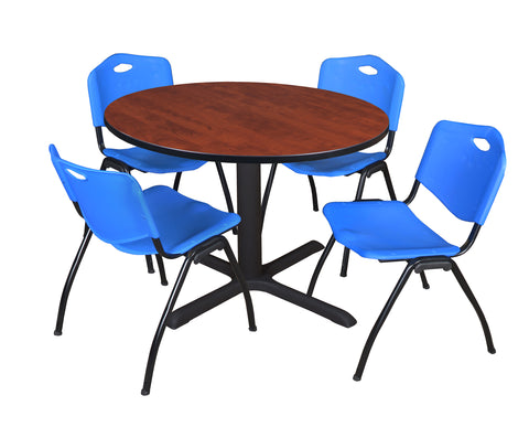 Regency Cain 30 in. Round XBase Breakroom Table & 4 M Stack Chairs