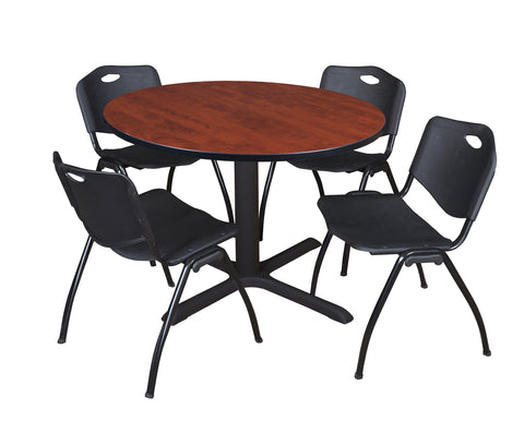 Regency Cain 30 in. Round XBase Breakroom Table & 4 M Stack Chairs