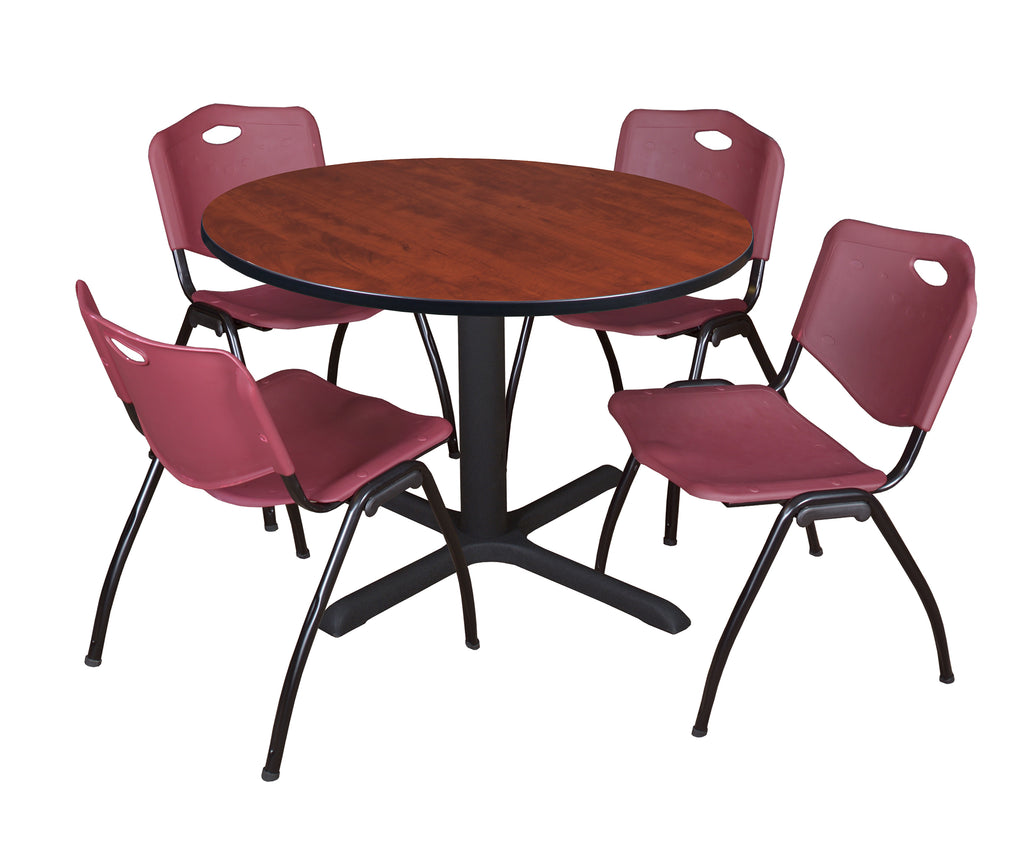 Regency Cain 30 in. Round XBase Breakroom Table & 4 M Stack Chairs