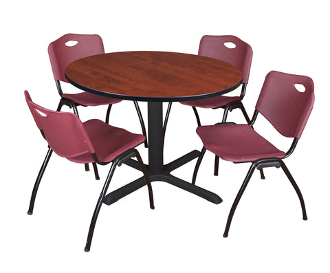 Regency Cain 30 in. Round XBase Breakroom Table & 4 M Stack Chairs