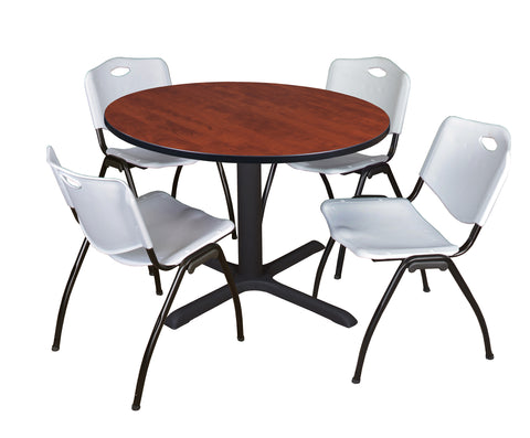 Regency Cain 30 in. Round XBase Breakroom Table & 4 M Stack Chairs