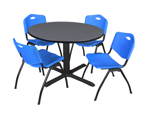 Regency Cain 30 in. Round XBase Breakroom Table & 4 M Stack Chairs
