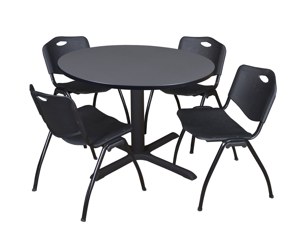 Regency Cain 30 in. Round XBase Breakroom Table & 4 M Stack Chairs