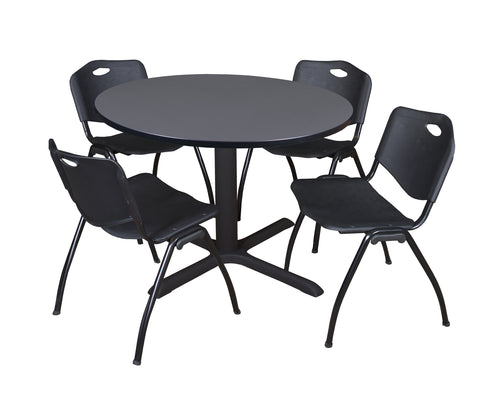Regency Cain 30 in. Round XBase Breakroom Table & 4 M Stack Chairs