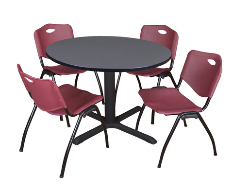 Regency Cain 30 in. Round XBase Breakroom Table & 4 M Stack Chairs