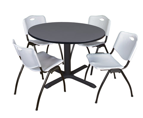 Regency Cain 30 in. Round XBase Breakroom Table & 4 M Stack Chairs