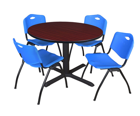 Regency Cain 30 in. Round XBase Breakroom Table & 4 M Stack Chairs