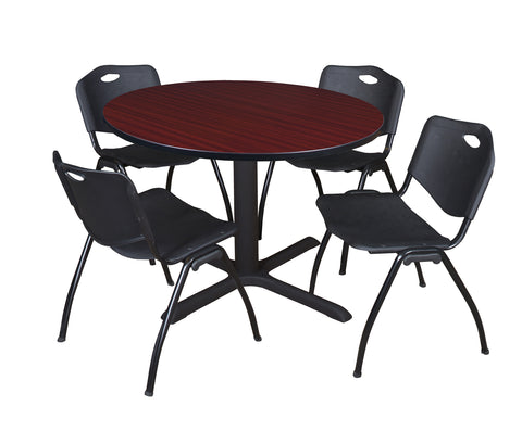 Regency Cain 30 in. Round XBase Breakroom Table & 4 M Stack Chairs