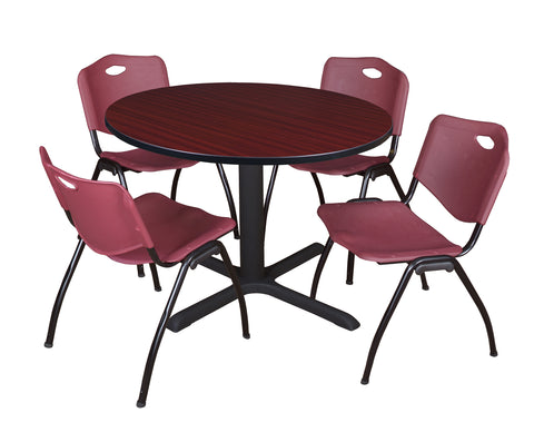 Regency Cain 30 in. Round XBase Breakroom Table & 4 M Stack Chairs