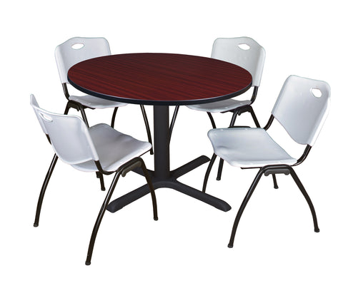 Regency Cain 30 in. Round XBase Breakroom Table & 4 M Stack Chairs