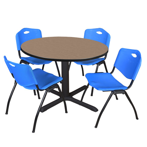 Regency Cain 30 in. Round XBase Breakroom Table & 4 M Stack Chairs