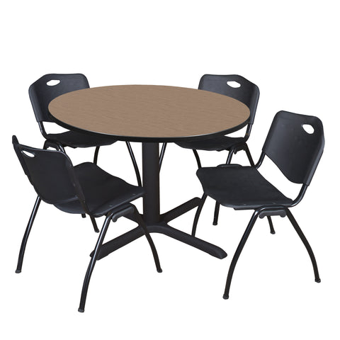Regency Cain 30 in. Round XBase Breakroom Table & 4 M Stack Chairs