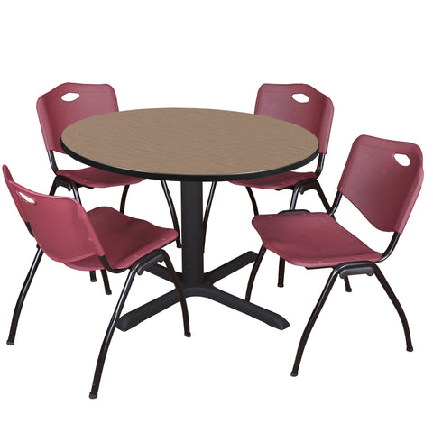 Regency Cain 30 in. Round XBase Breakroom Table & 4 M Stack Chairs