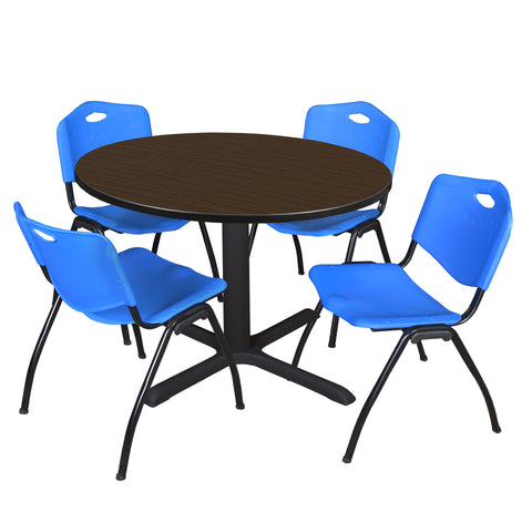 Regency Cain 30 in. Round XBase Breakroom Table & 4 M Stack Chairs