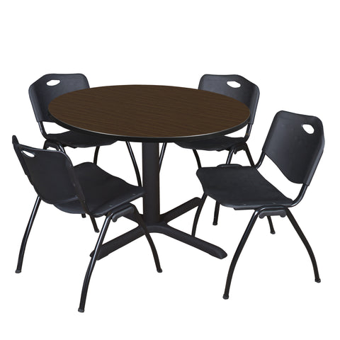 Regency Cain 30 in. Round XBase Breakroom Table & 4 M Stack Chairs