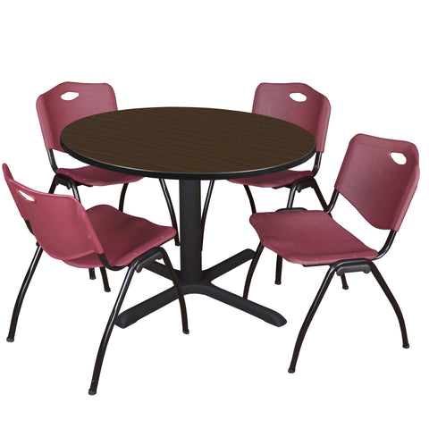 Regency Cain 30 in. Round XBase Breakroom Table & 4 M Stack Chairs