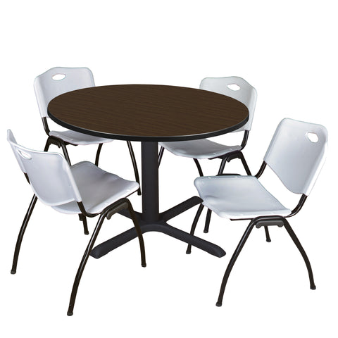 Regency Cain 30 in. Round XBase Breakroom Table & 4 M Stack Chairs
