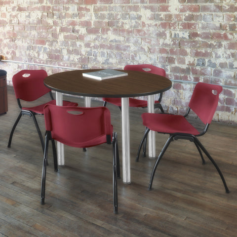 Neo Walnut / Chrome / Burgundy / 48 x 48