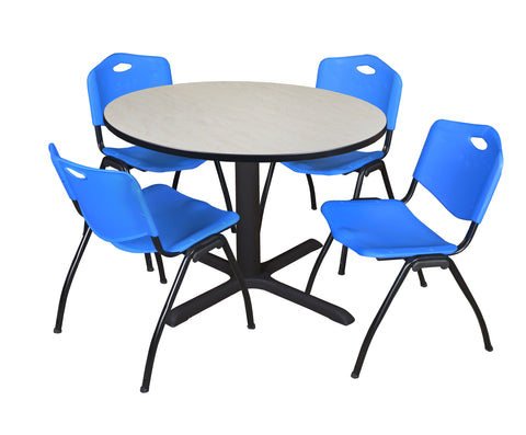 Regency Cain 30 in. Round XBase Breakroom Table & 4 M Stack Chairs