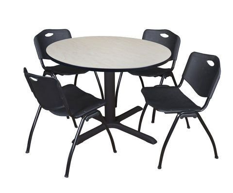 Regency Cain 30 in. Round XBase Breakroom Table & 4 M Stack Chairs