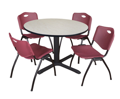 Regency Cain 30 in. Round XBase Breakroom Table & 4 M Stack Chairs