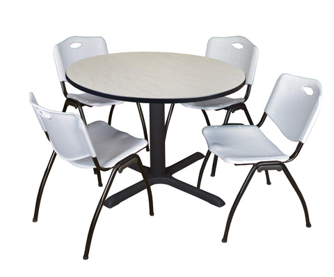 Regency Cain 30 in. Round XBase Breakroom Table & 4 M Stack Chairs