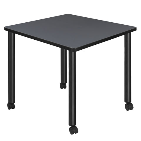 Regency Kee 30 in. Square Breakroom Table Top Black Mobile Legs
