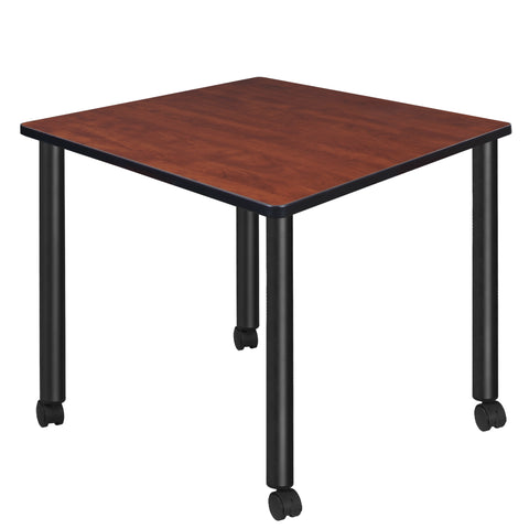 Regency Kee 30 in. Square Breakroom Table Top Black Mobile Legs