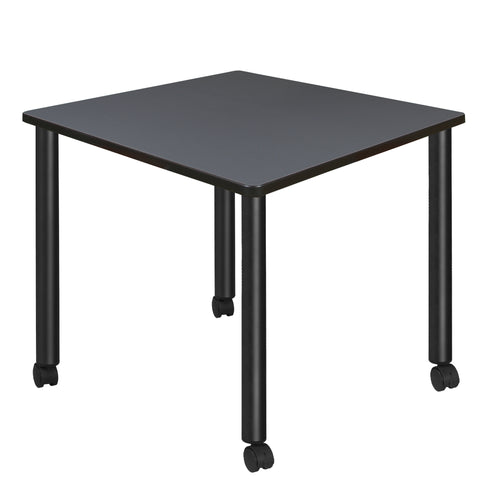 Regency Kee 30 in. Square Breakroom Table Top Black Mobile Legs