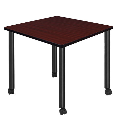 Regency Kee 30 in. Square Breakroom Table Top Black Mobile Legs