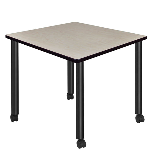 Regency Kee 30 in. Square Breakroom Table Top Black Mobile Legs
