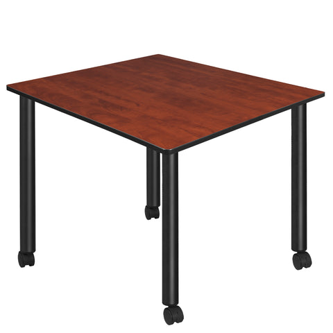 Regency Kee 30 in. Square Breakroom Table Top Black Mobile Legs