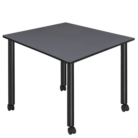 Regency Kee 30 in. Square Breakroom Table Top Black Mobile Legs