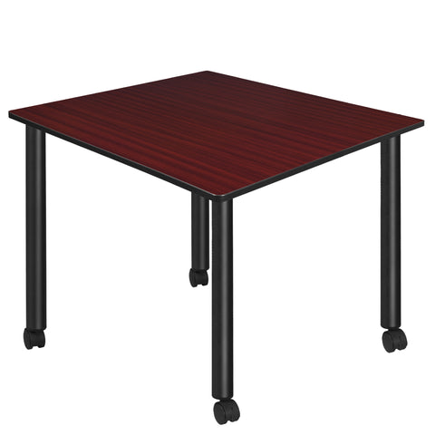 Regency Kee 30 in. Square Breakroom Table Top Black Mobile Legs