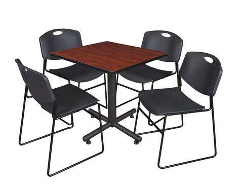 Regency Kobe 30 in. Square XBase Breakroom Table 4 Zeng Stack Chairs