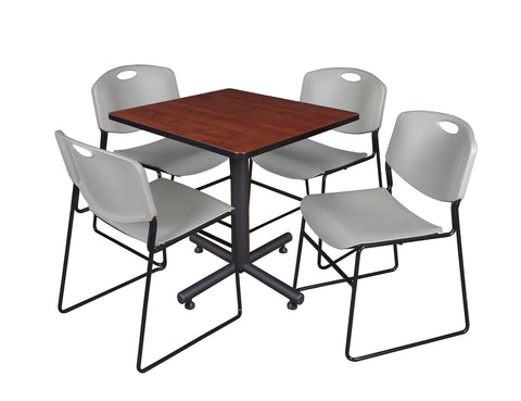 Regency Kobe 30 in. Square XBase Breakroom Table 4 Zeng Stack Chairs