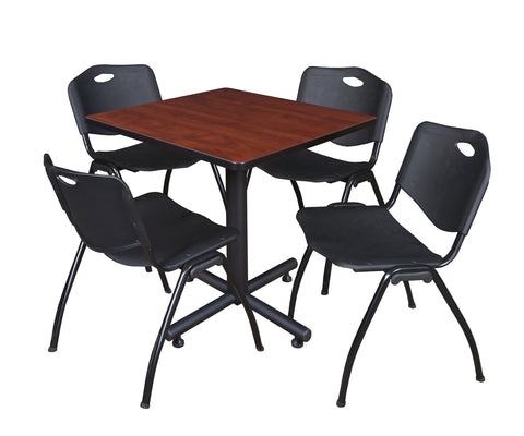 Regency Kobe 30 in. Square XBase Breakroom Table 4 M Stack Chairs